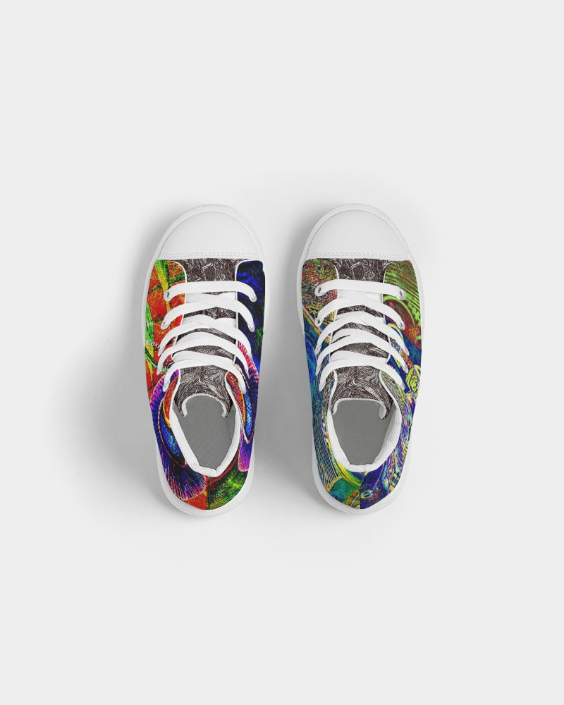 Saddle Serenade Abstract Design Kids Hightop Canvas Shoe