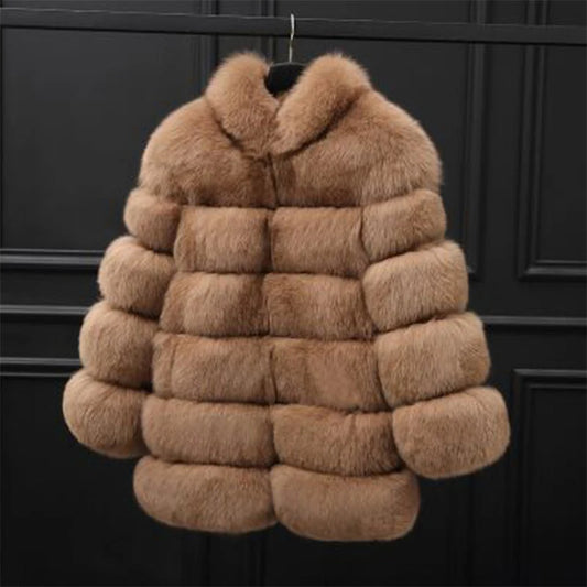 Elegant Solid Fluffy Jacket Women Fashion Long Sleeve Loose Warm Faux Fur Coat 2023 Winter Lady High Street Furry Outerwear