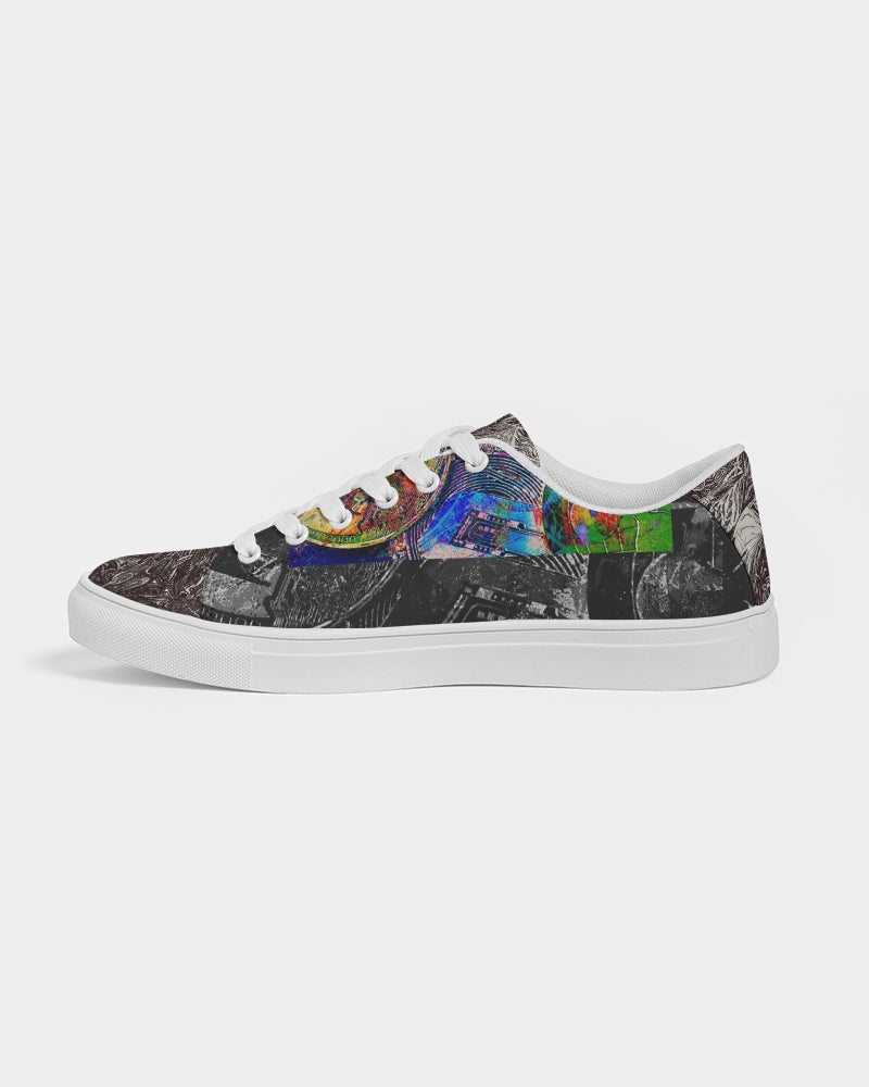 Saddle Serenade Abstract Design Women's Faux-Leather Sneaker