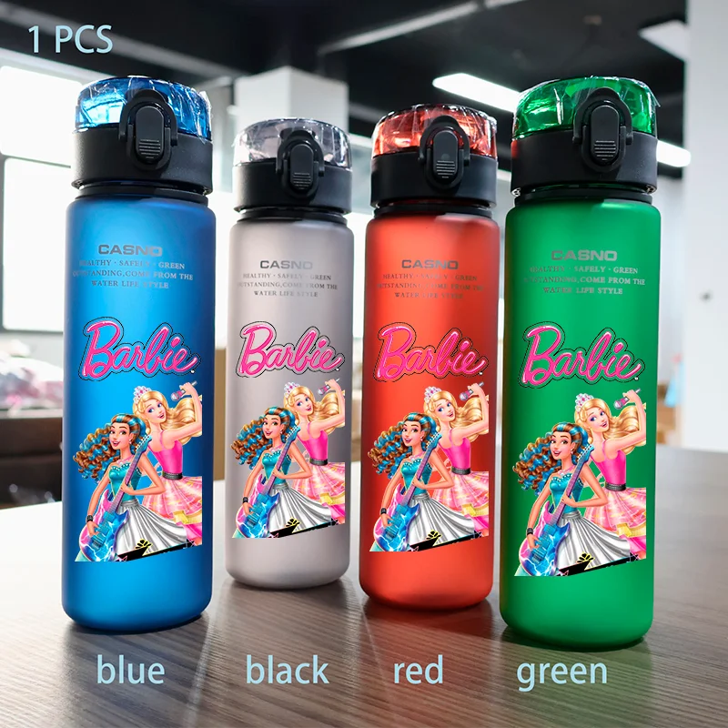 Barbie 560ML Large Capacity 4 Color Children Water Cup Portable Plastic Outdoor Sports Aldults Water Bottle Anime Customizable