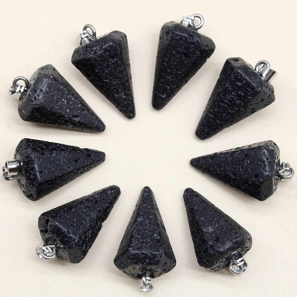 24pcs Natural Stone Reiki Pendulum Divination Pendant Amethyst Quartz Crystal Agate Suitable for DIY Necklace Jewelry Pendant