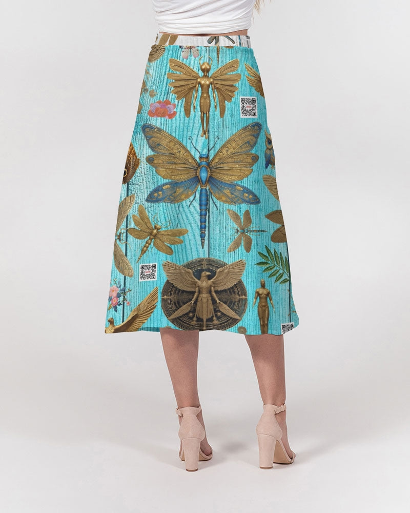 Abstrak dragonfly Women's All-Over Print A-Line Midi Skirt