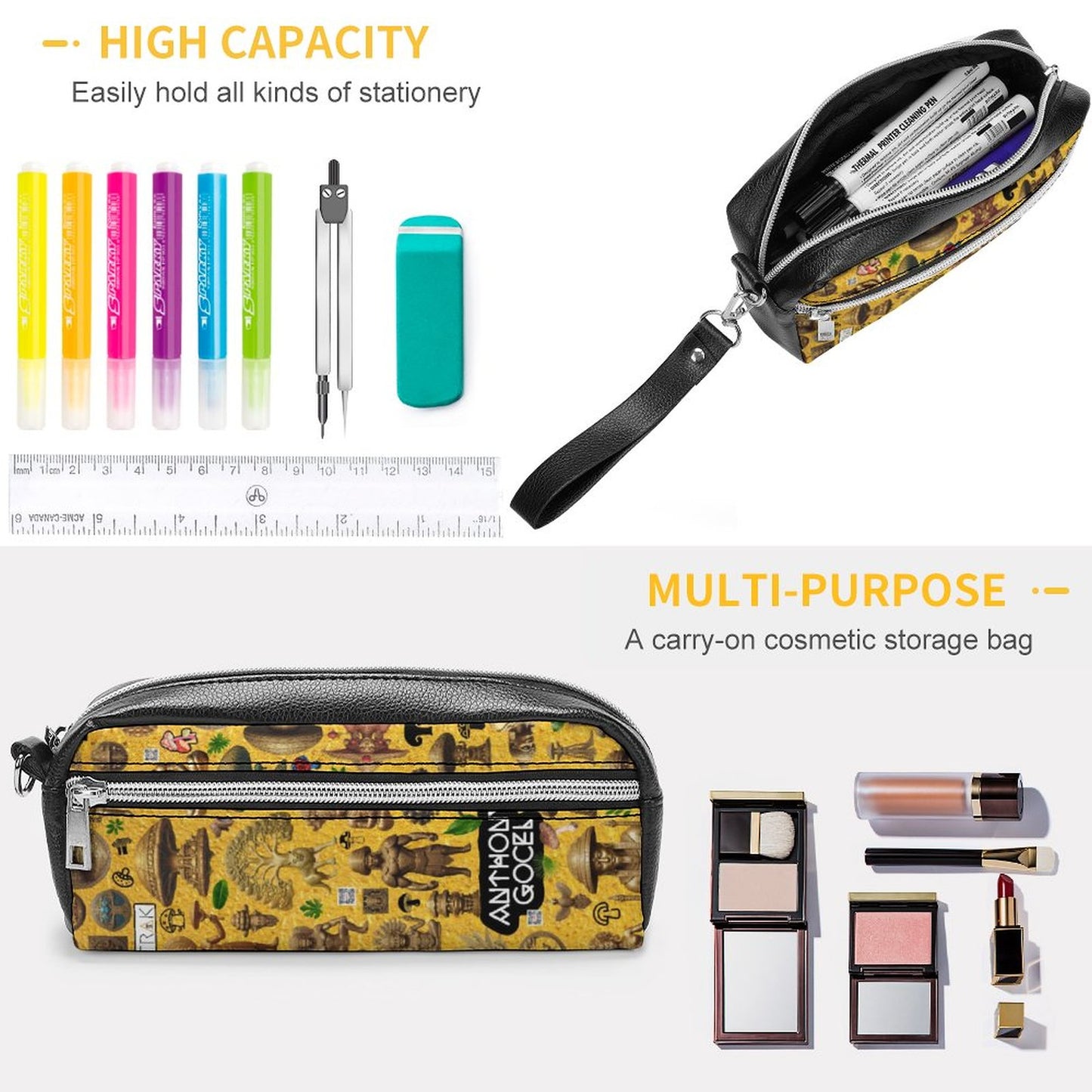 Versatile Cosmetic Bag & Pencil Case Pouch