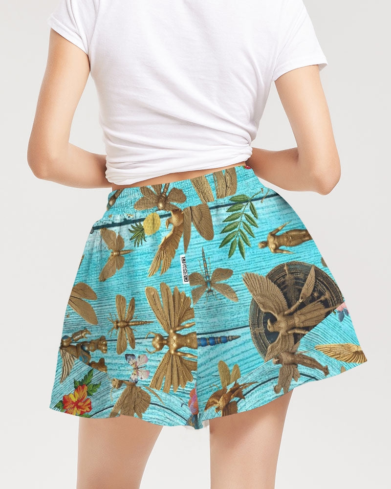 Abstrak dragonfly Women's All-Over Print Ruffle Shorts