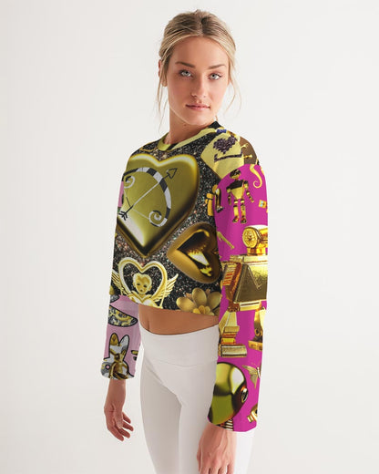 Robotic Abstrak Women's All-Over Print Cropped Sweatshirt