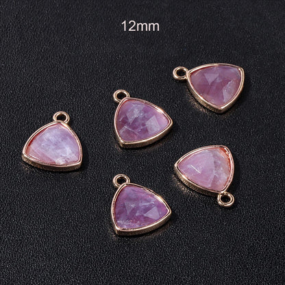 1-3pcs Natural Stone Pendant Triangle Shape Amethyst Lapis Lazuli Opal Charm For Jewelry Making Necklace Earrings Accessory 12mm