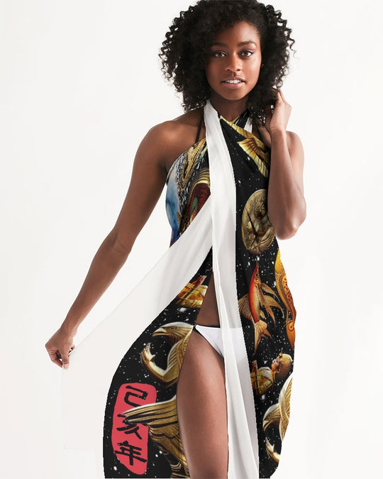 Trendy Abstrak Pattern All-Over Print Swim Cover Up