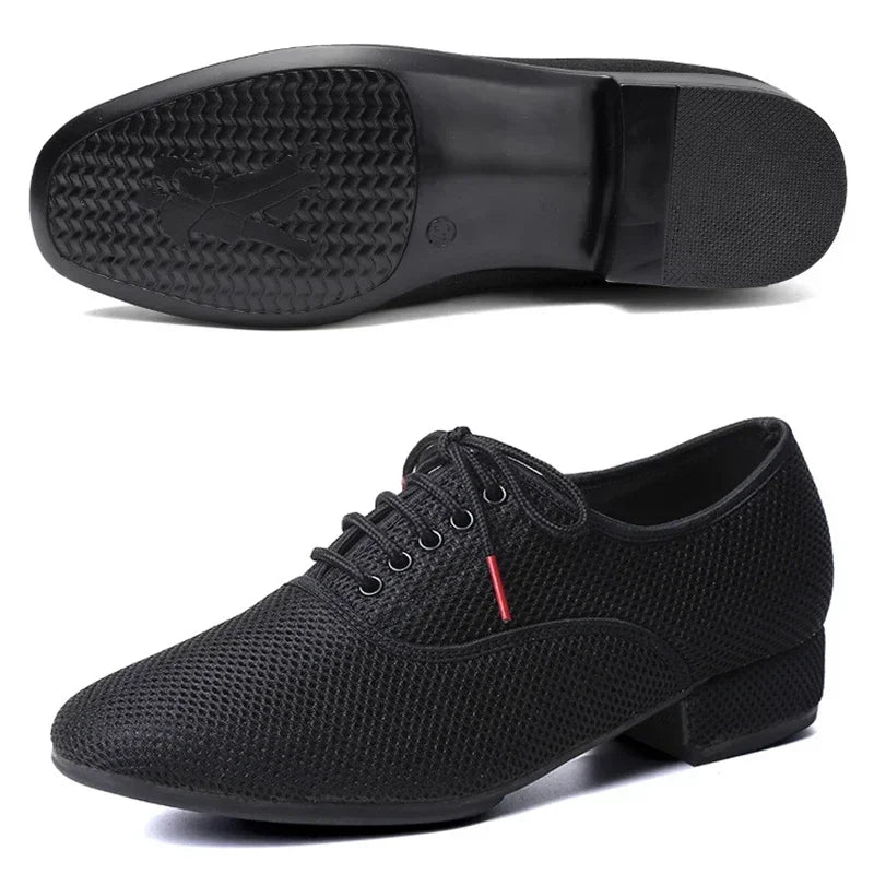 Male Latin Dance Shoes Men Salsa Jazz Dancing Boys Ballroom Modern Tango Shoes Black Mesh Soft Sole Man Training Sneakers 39-46