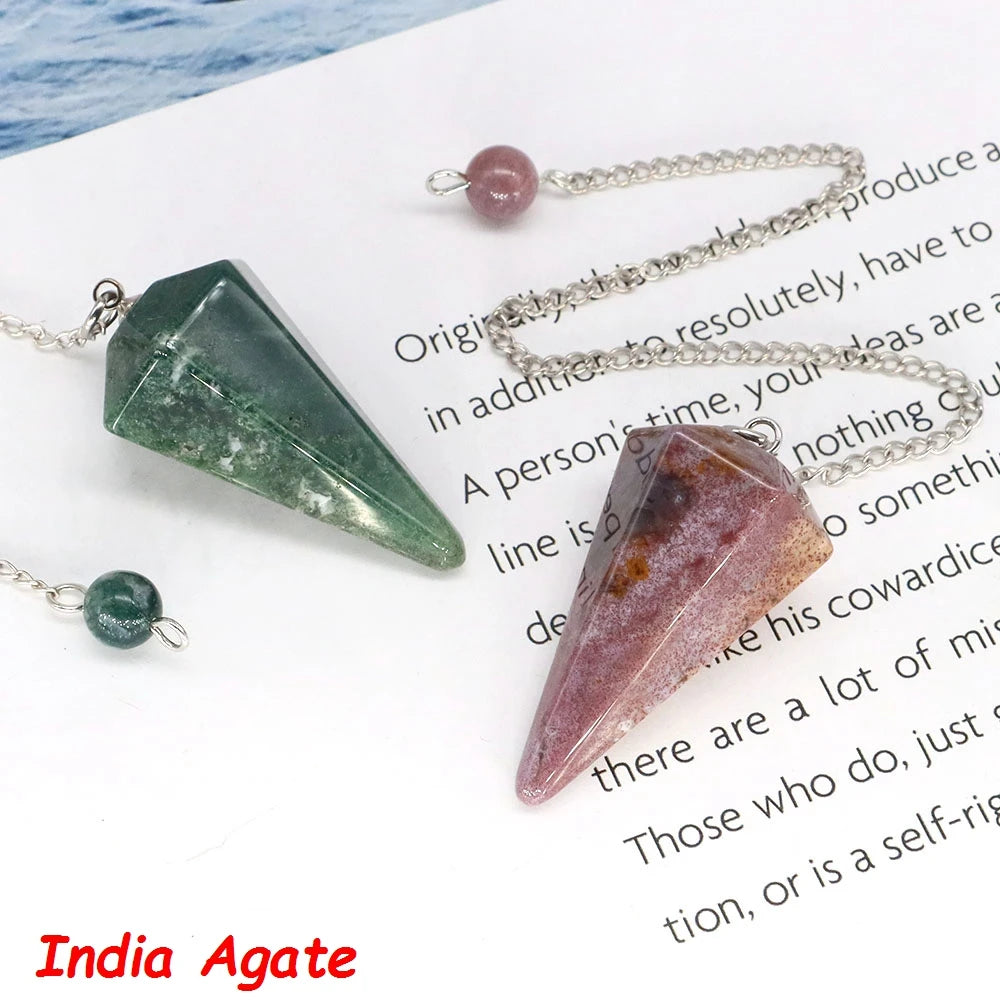 7 Chakra Pendulum Natural Stones Healing Crystal For Wicca Divination Witchcraft Dowsing Reiki Quartz Jewelry Pendants Wholesale