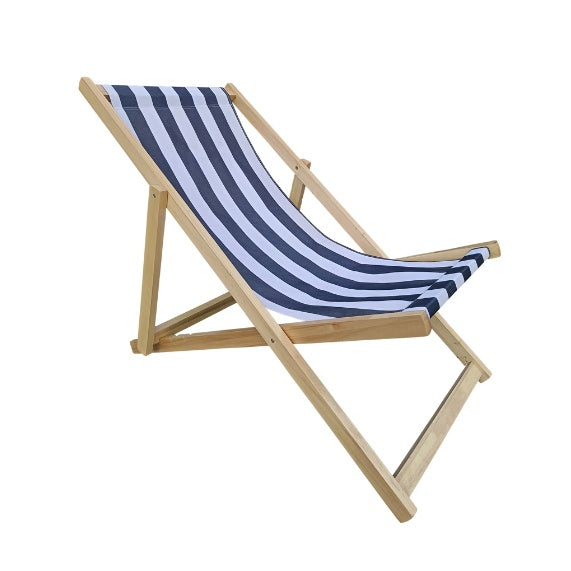 Populus Wood Sling Chair Blue Stripe Broad Blue Stripe Folding Chaise Lounge Chair