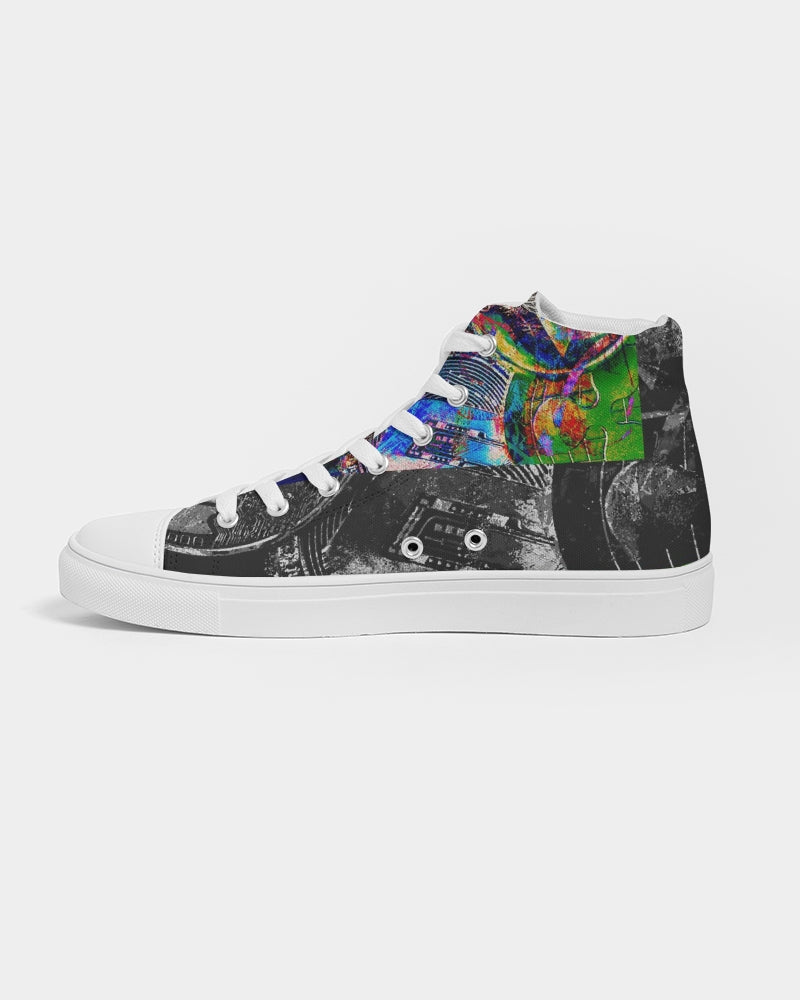 Saddle Serenade Abstract Design Women's Hightop Canvas Shoe