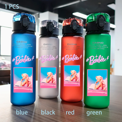 Barbie 560ML Large Capacity 4 Color Children Water Cup Portable Plastic Outdoor Sports Aldults Water Bottle Anime Customizable