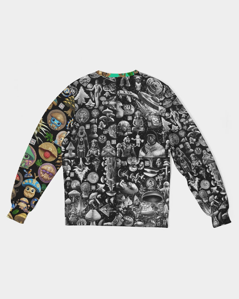 Mushroom Abstak Collection Men's All-Over Print Classic French Terry Crewneck Pullover