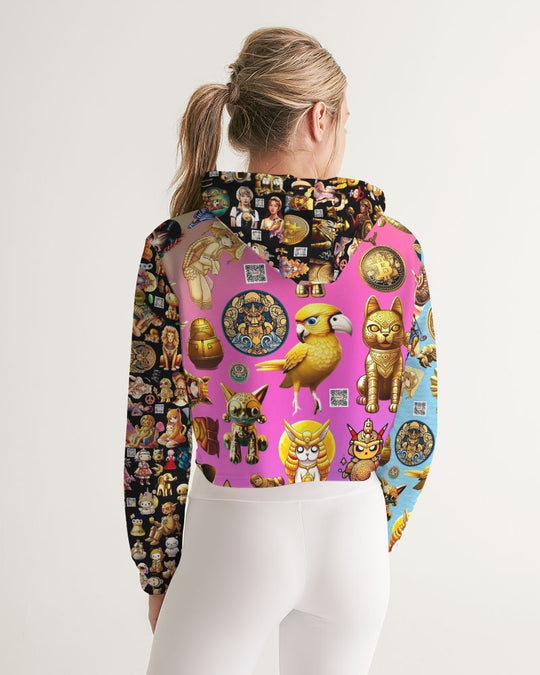 4 Annunaki Abstrak Collection Women's All-Over Print Cropped Hoodie