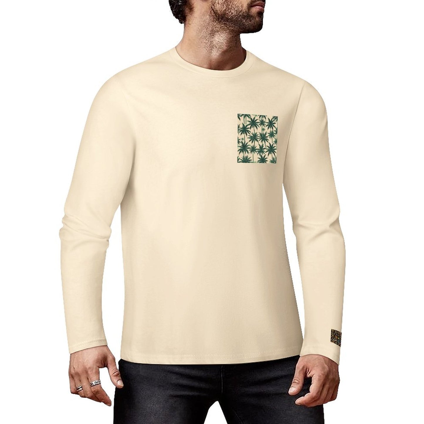 DTF 160gsm Cotton Men's Long Sleeve T-shirt (Front+Sleeve Printing)