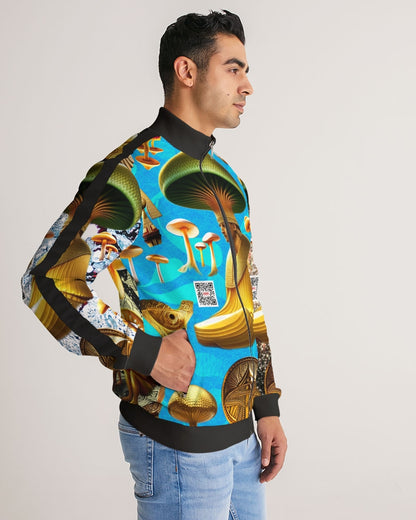 Illustration Abstrak Men's All-Over Print Stripe Sleeve Track Jacket