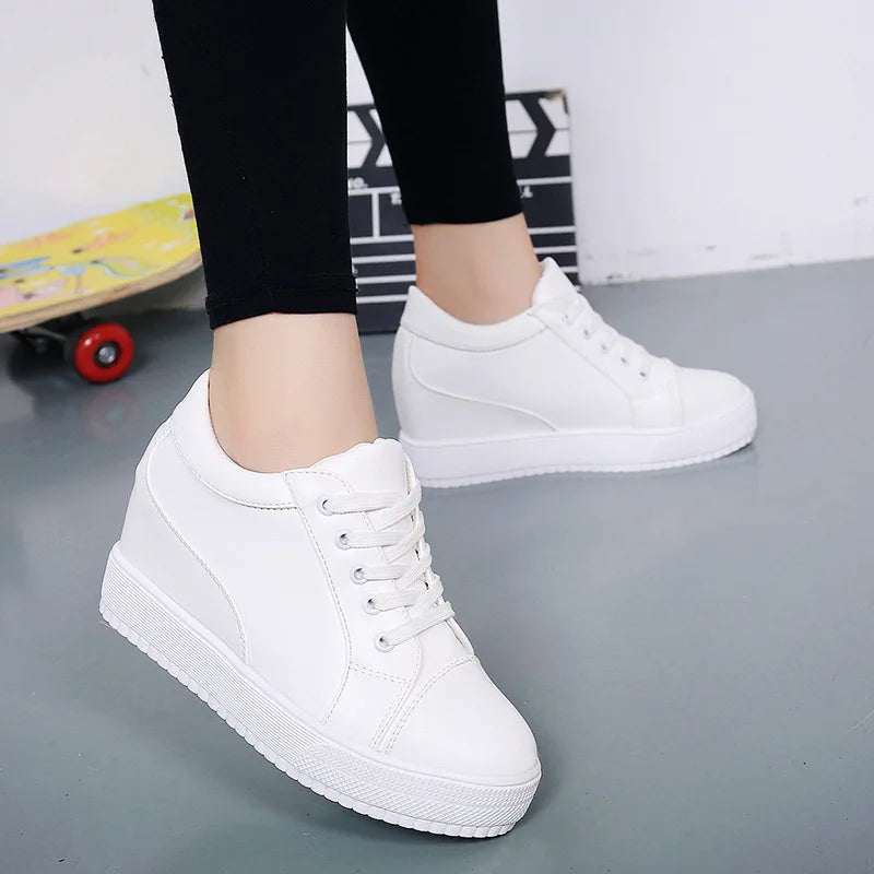 Black and white hidden wedge heel slippers casual shoes wedge high platform shoes Woman Women's high heel shoes sneakers erf56