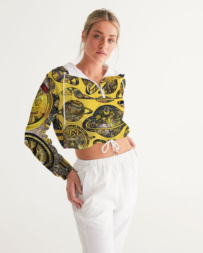 Ancient Abtsrak Women's All-Over Print Cropped Windbreaker