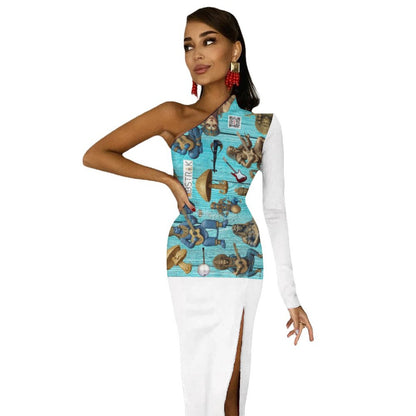 One Shoulder Split Dress BIQ (All-Over Printing)