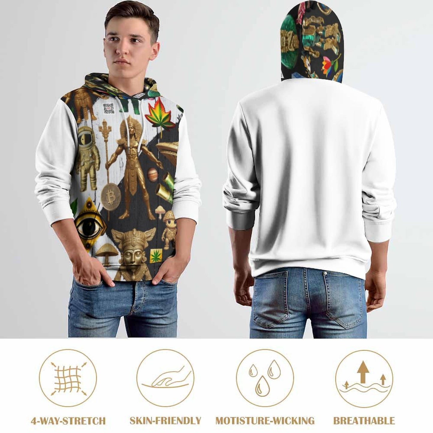 230gsm Men's Cool Hoodie with Double-layer Cap (All-Over Printing)