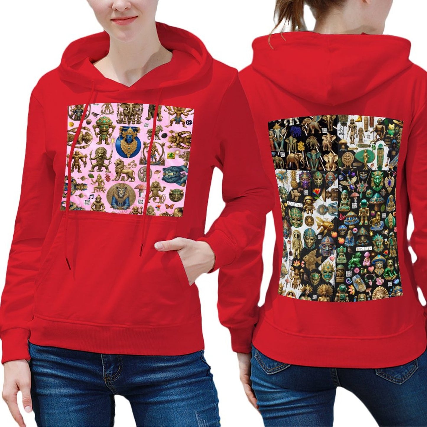 DTG 255gsm Cotton Women's Hoodie with Pocket (Dual-sided Printing)