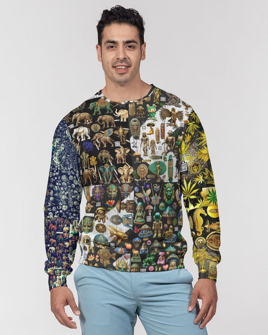 Abstraknyc Men's All-Over Print Classic French Terry Crewneck Pullover