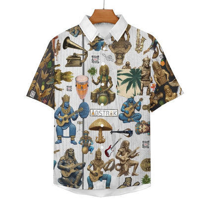 Slubbed Fabric Short Sleeve Shirt with Pocket B339 (All-Over Printing)