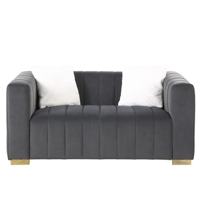 A Modern Channel Sofa Take On A Traditional Chesterfield,Grey Color,loveseater