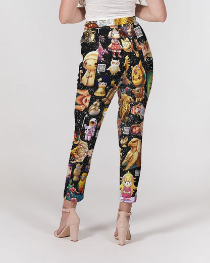 Womens Abstrak Women's All-Over Print Belted Tapered Pants