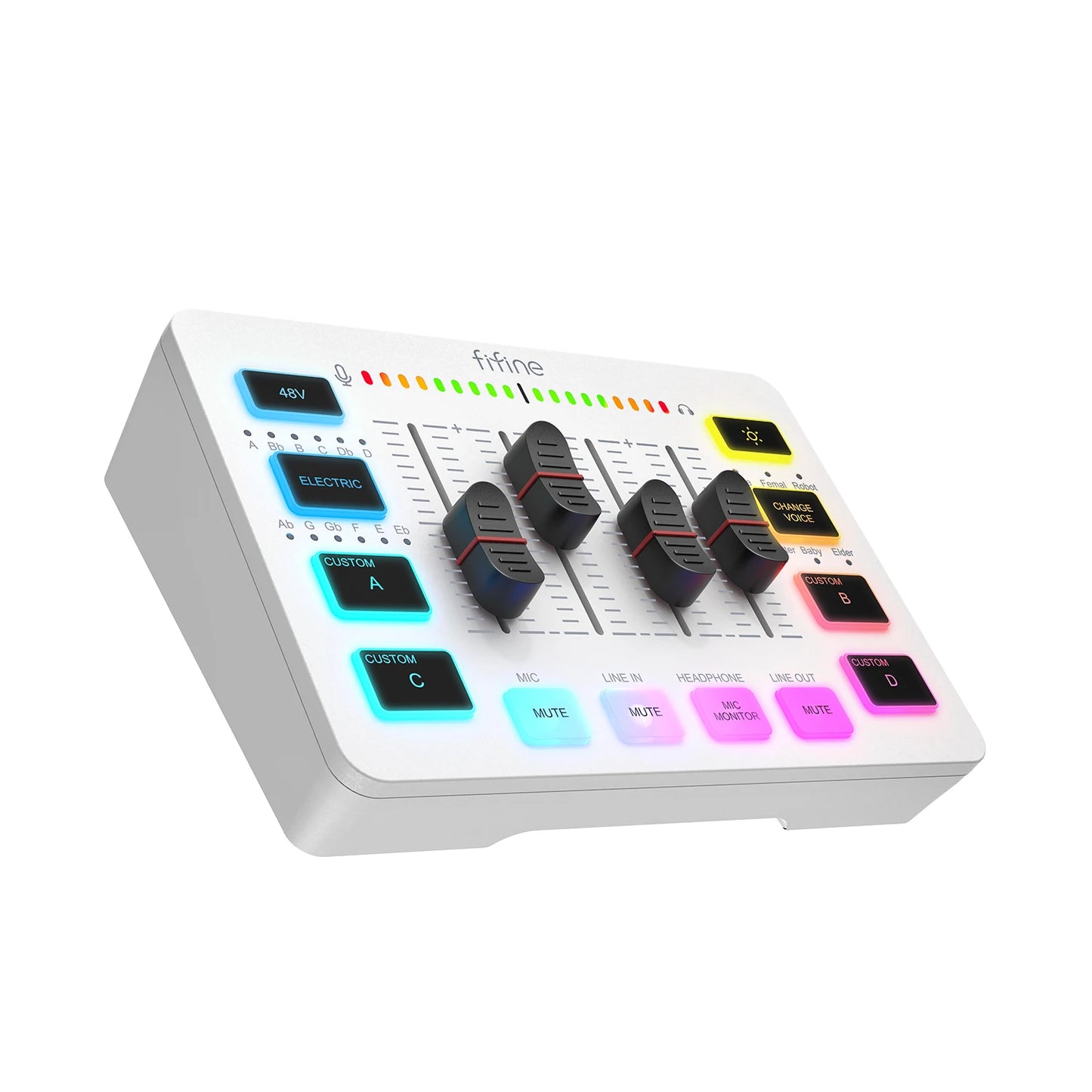 FIFINE Gaming Audio Mixer,Streaming 4-Channel RGB Mixer with XLR Microphone Interface,for Game Voice,Podcast,AmpliGame SC3