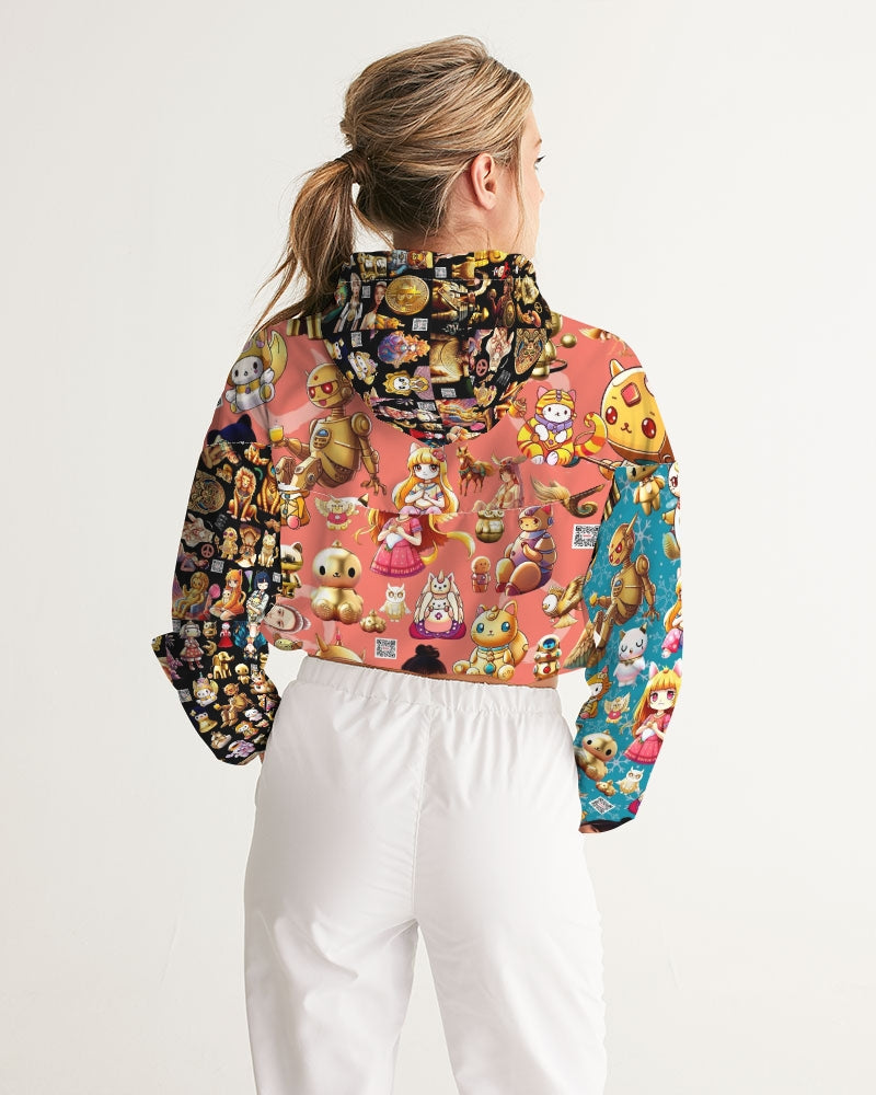 4 Annunaki Abstrak Collection Women's All-Over Print Cropped Windbreaker