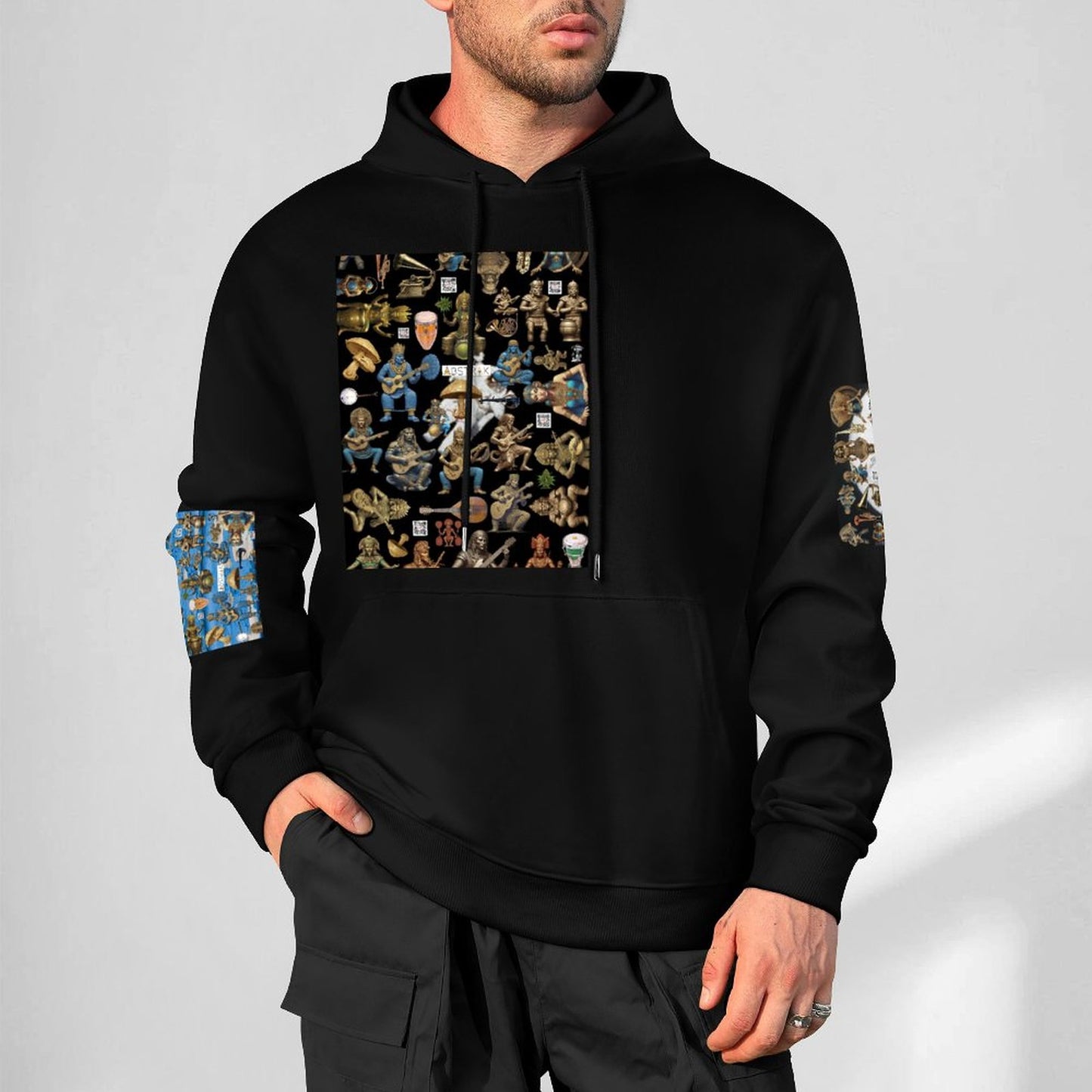 DTF 250gsm Cotton Men's Hoodie with Pocket (Dual-sided+Sleeve Printing)