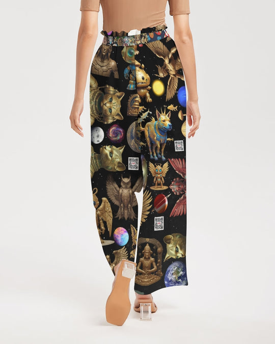 Alien Trendy Abstrak Collection Women's All-Over Print High-Rise Wide Leg Pants