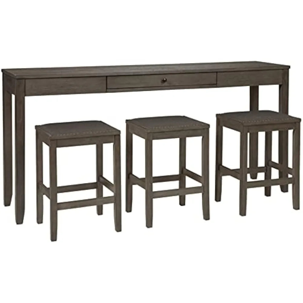 by Ashley Rokane Urban Farmhouse Counter Height Dining Room Table Set with 3