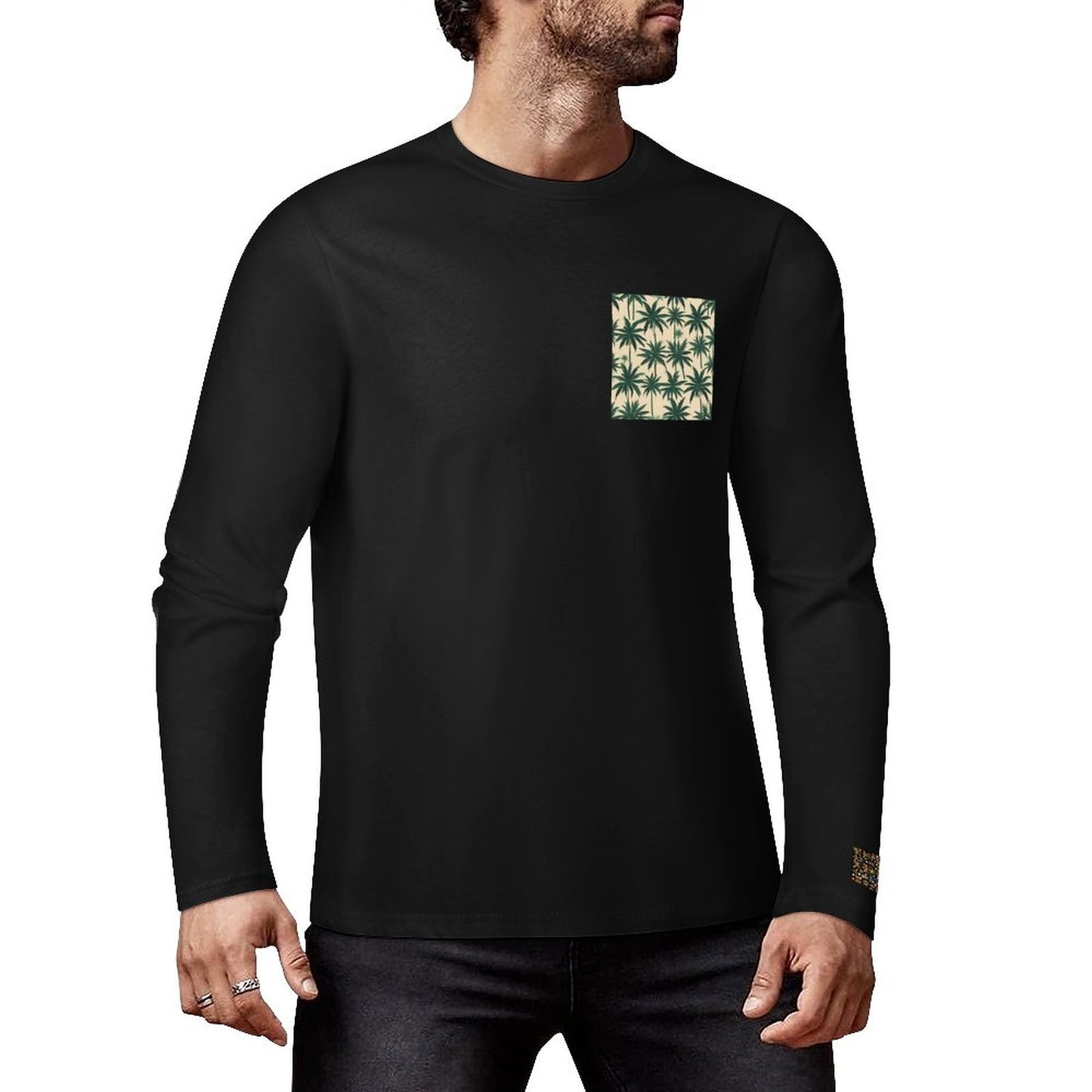 DTF 160gsm Cotton Men's Long Sleeve T-shirt (Front+Sleeve Printing)