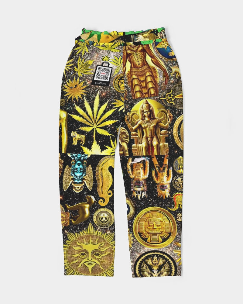 Ancient Abtsrak Women's All-Over Print Belted Tapered Pants