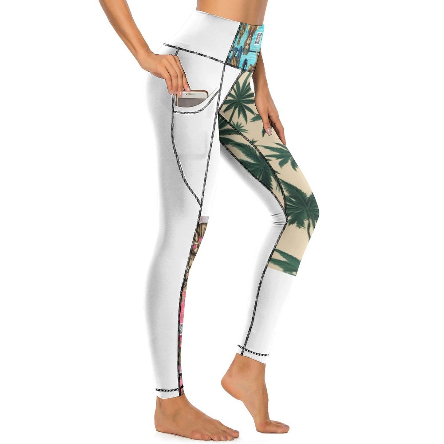 Custom Print Patterned Yoga Pants with 2 Pockets (All-Over Printing)