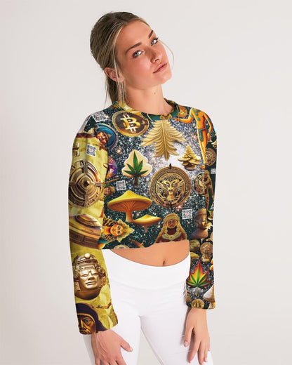 Hybrid Abstrak Women's All-Over Print Cropped Sweatshirt