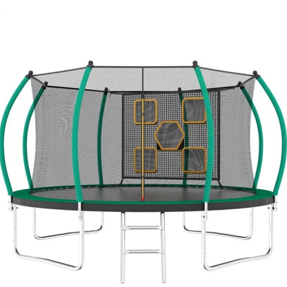 14FT Trampoline With Enclosure - Recreational Trampolines With Ladder, ASTM Approval Outdoor Trampoline For Kids