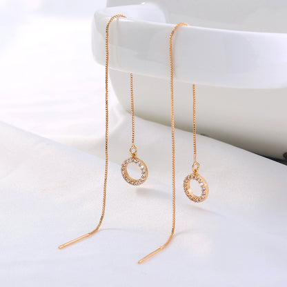 Gold Circle Long Tassel Ear Wire