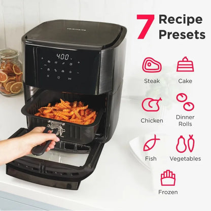 5 in 1 Large Air Fryer Toaster Oven Combo - 12.6 Qt Total Capacity, 3.7 Qt Basket - 7 Preprogrammed Recipes, Airfryer