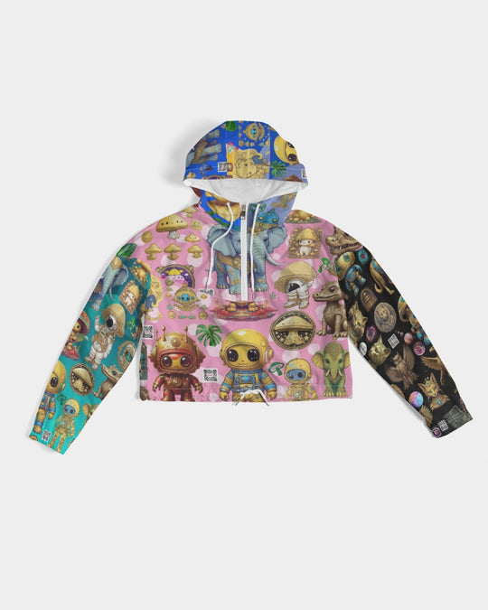 Alien Trendy Abstrak Collection Women's All-Over Print Cropped Windbreaker