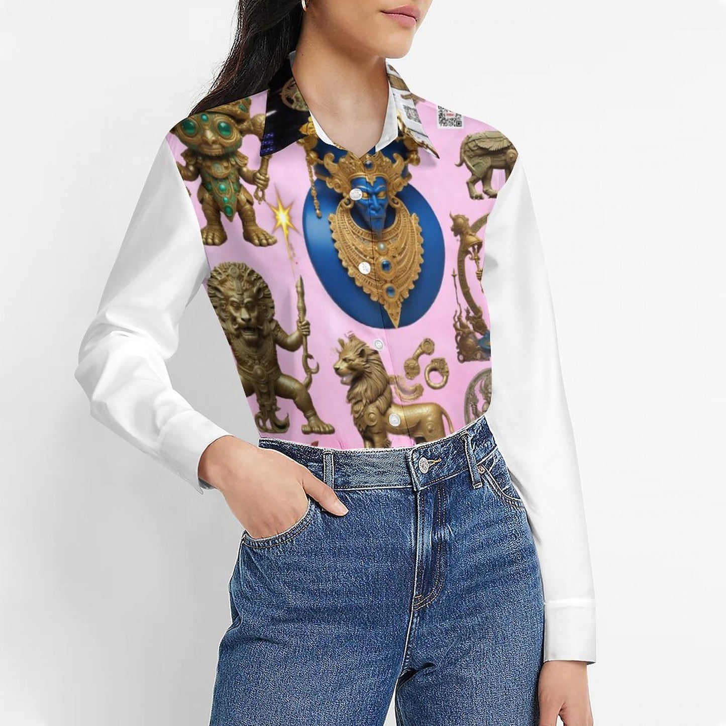 Women's Flower Blouse Long Sleeve DS20079 (All-Over Printing)