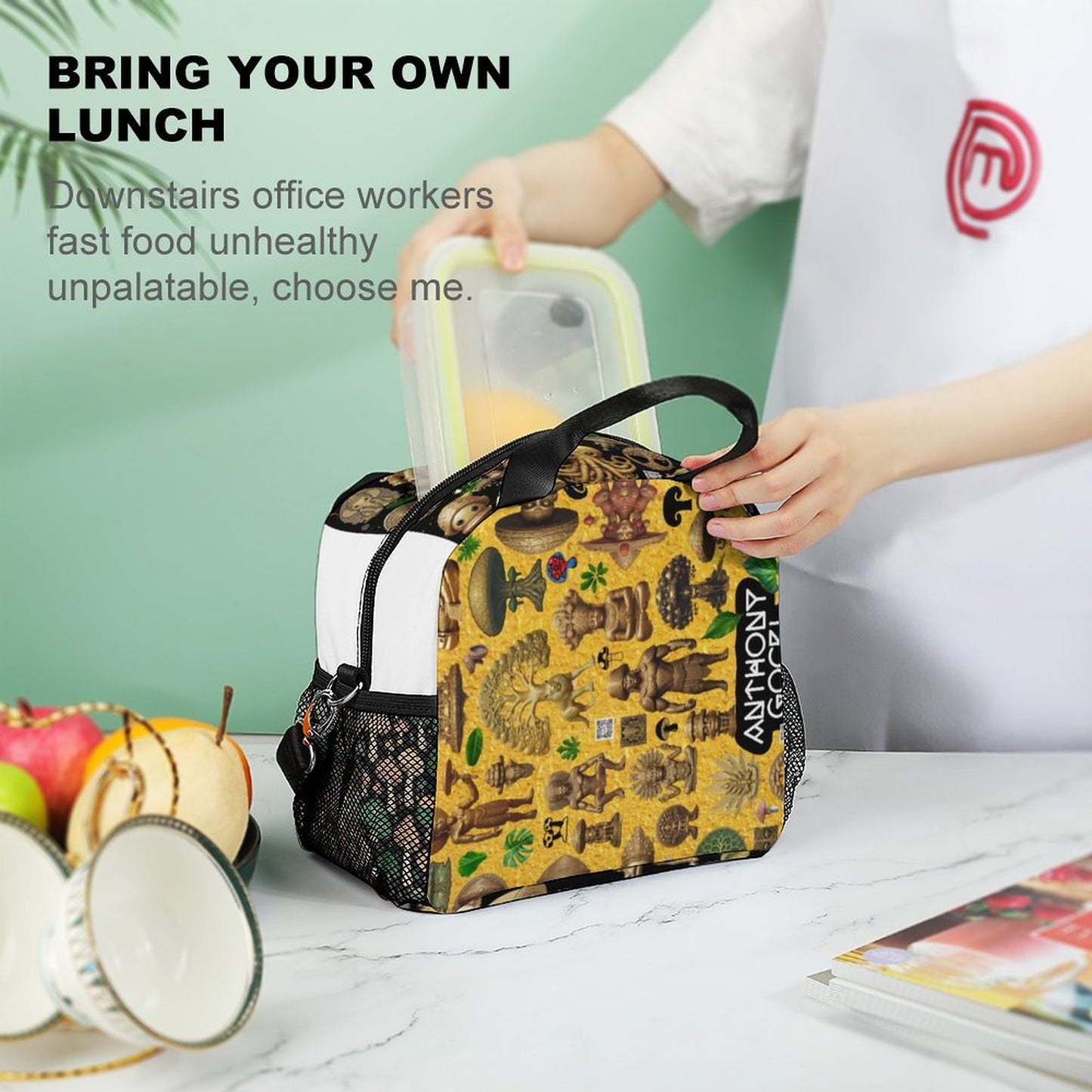 Insulated Lunch Crossbody Bag with Strap for Office School Picnic (All-Over Printing)