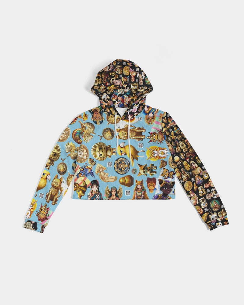 4 Annunaki Abstrak Collection Women's All-Over Print Cropped Hoodie