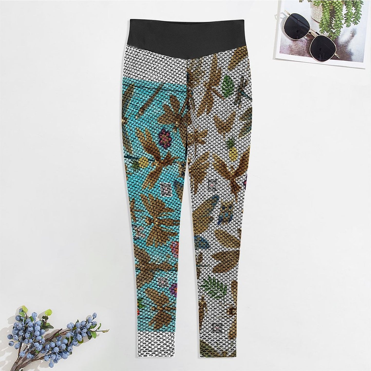 Custom Printed Honeycomb Textured Yoga Pants for Women (All-Over Printing)