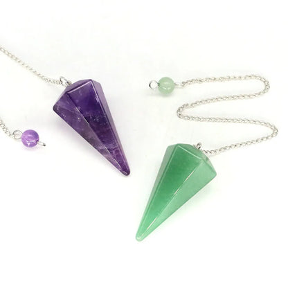 7 Chakra Pendulum Natural Stones Healing Crystal For Wicca Divination Witchcraft Dowsing Reiki Quartz Jewelry Pendants Wholesale