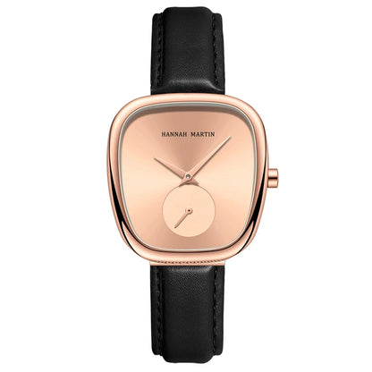 2023 New Women's Quartz Wristwatch 34mm Wine Barrel Rose Gold Black Stopwatch Fashionable Minimalist Style Oval Women's Watches