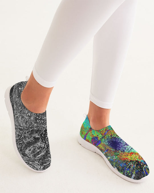 Greyscale Abstract Design Women's Slip-On Flyknit Shoe