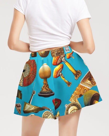 Womens Abstrak Women's All-Over Print Ruffle Shorts